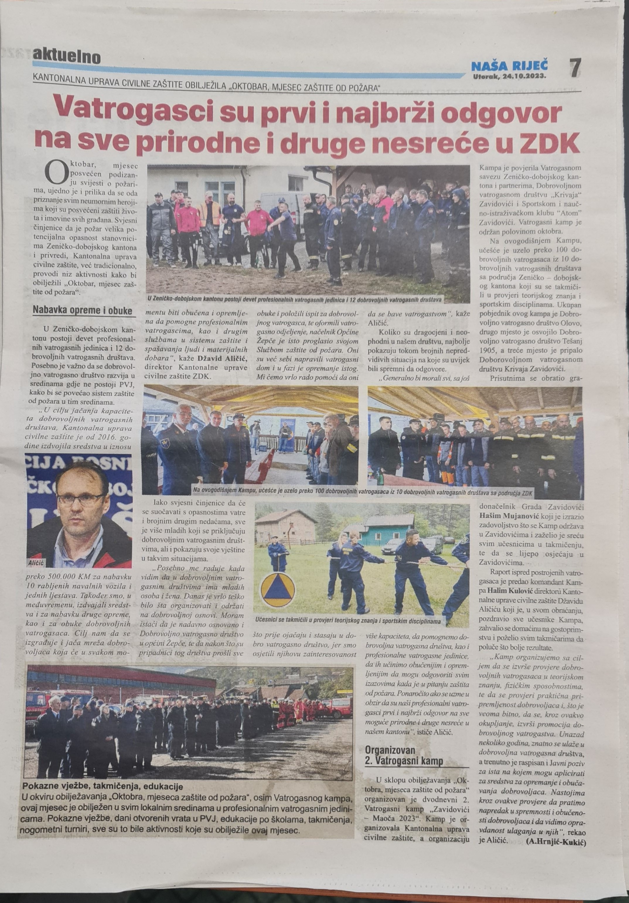 2. Vatrogasni kamp Zavidovići-Maoča 2023 novinski članak Naše riječi